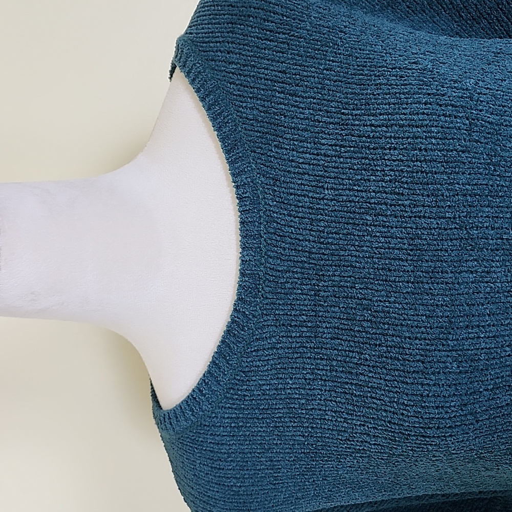 NWT Knox Rose Bluegreen Knit Long Sleeve Oversized Sweater, Crochet Detail